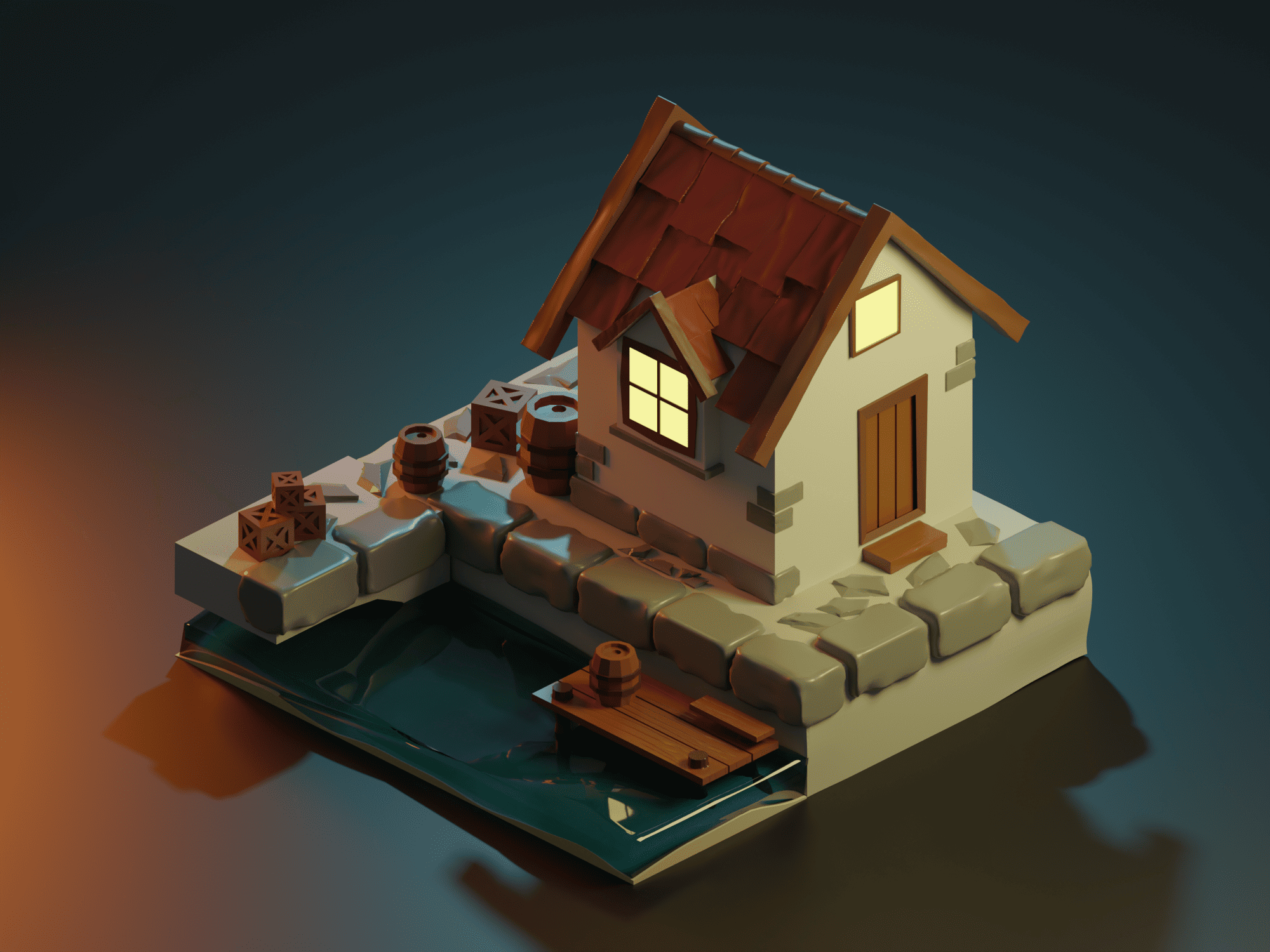Waterfront Fantasy House render view